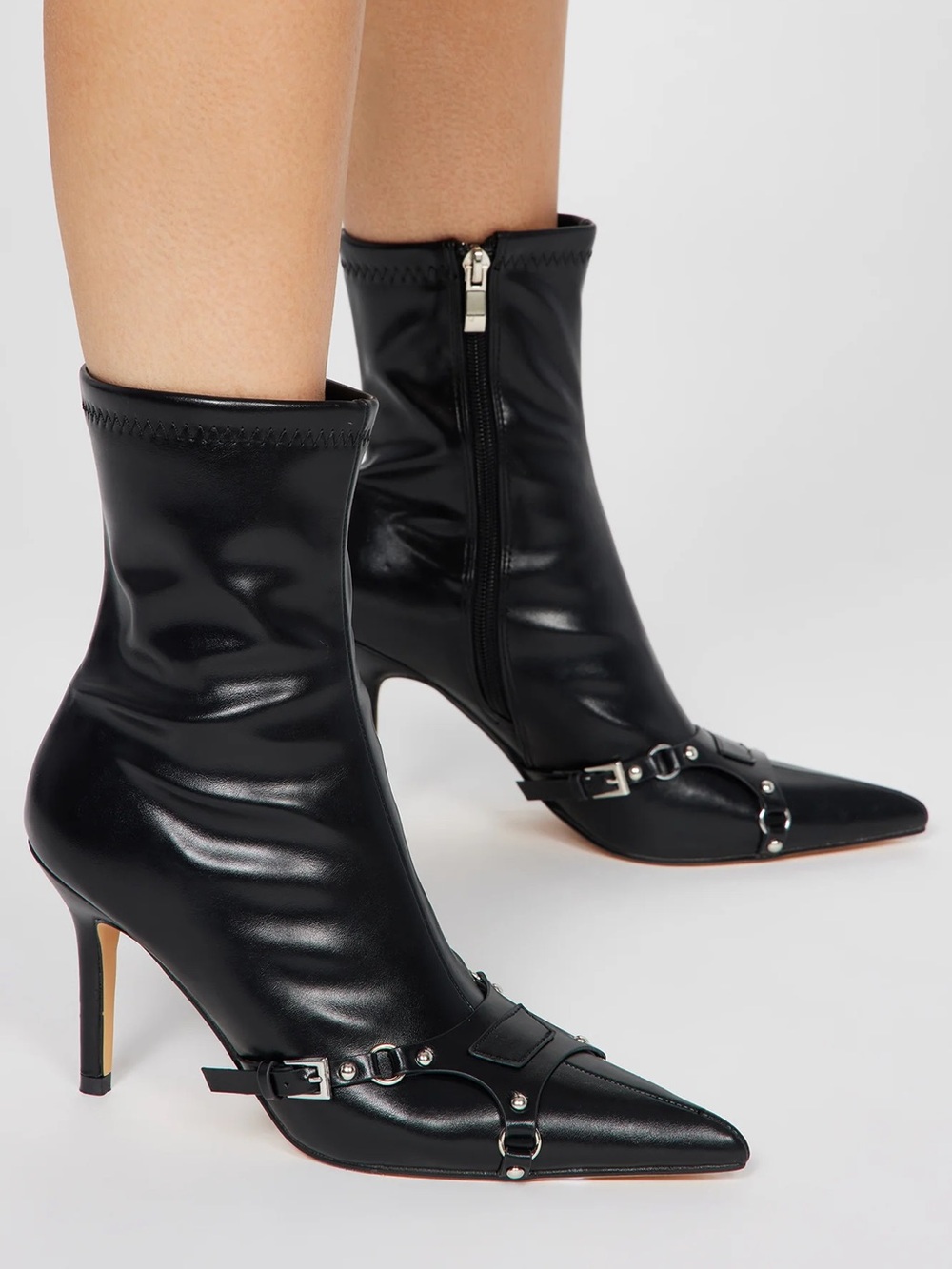 Fashion nova stiletto harness booties size 8.5
